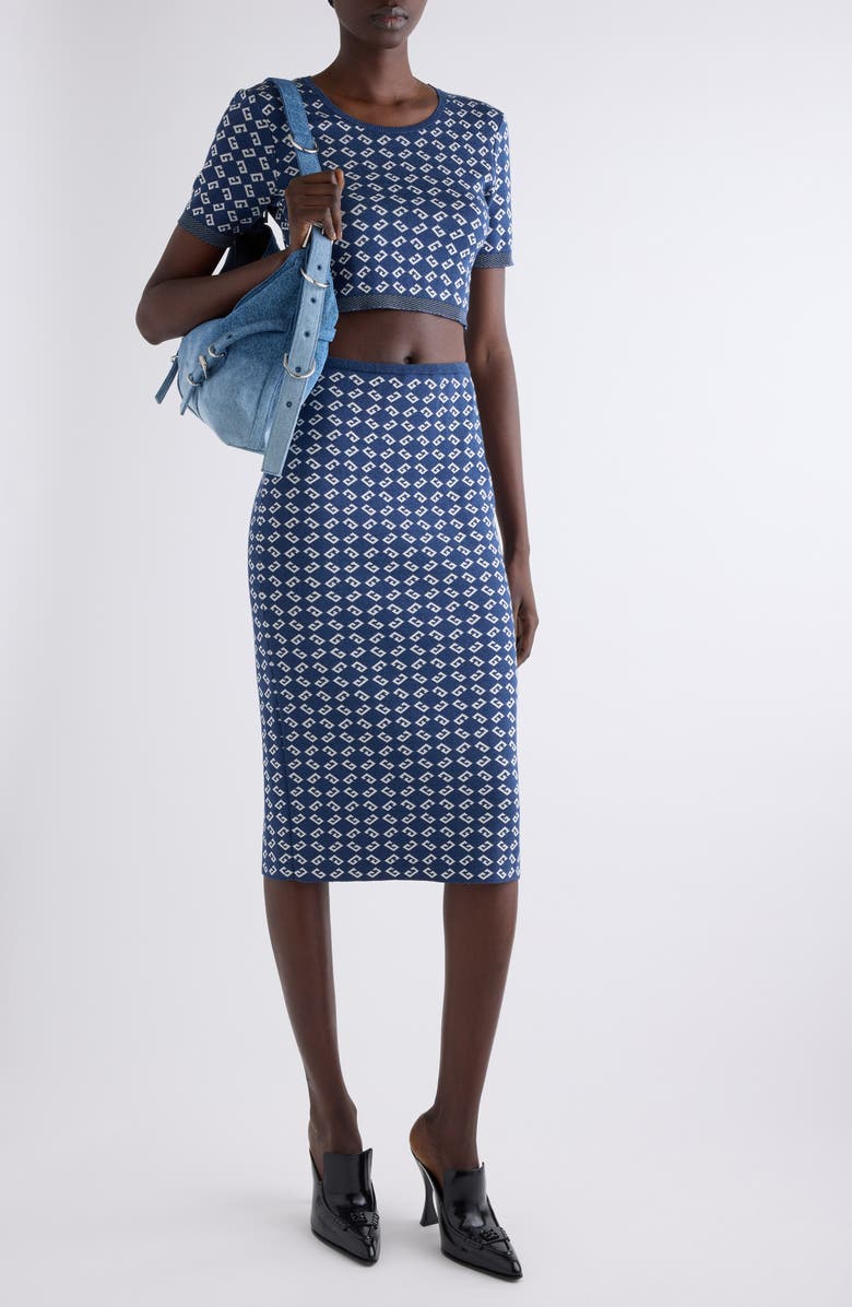 Givenchy Monogram 72 Jacquard Crop Crewneck Top, Alternate, color, Denim Blue