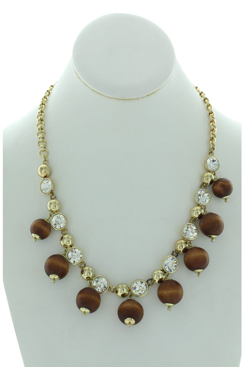 Beaded Statement Necklace, Alternate, color, GOLD / BROWN