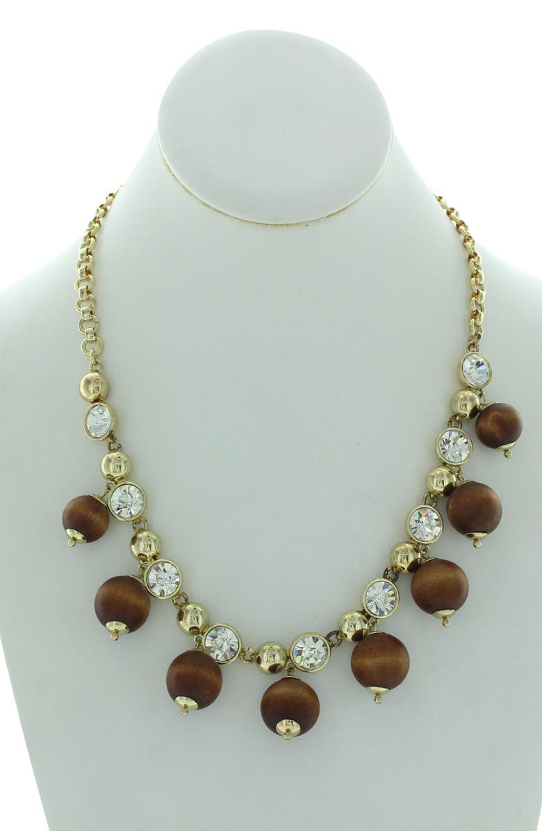 OLIVIA WELLES Beaded Statement Necklace, Alternate, color, Gold / Brown