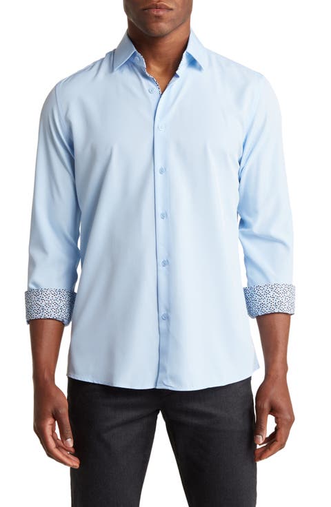 Slim Fit Performance Stretch Long Sleeve Button Front Shirt