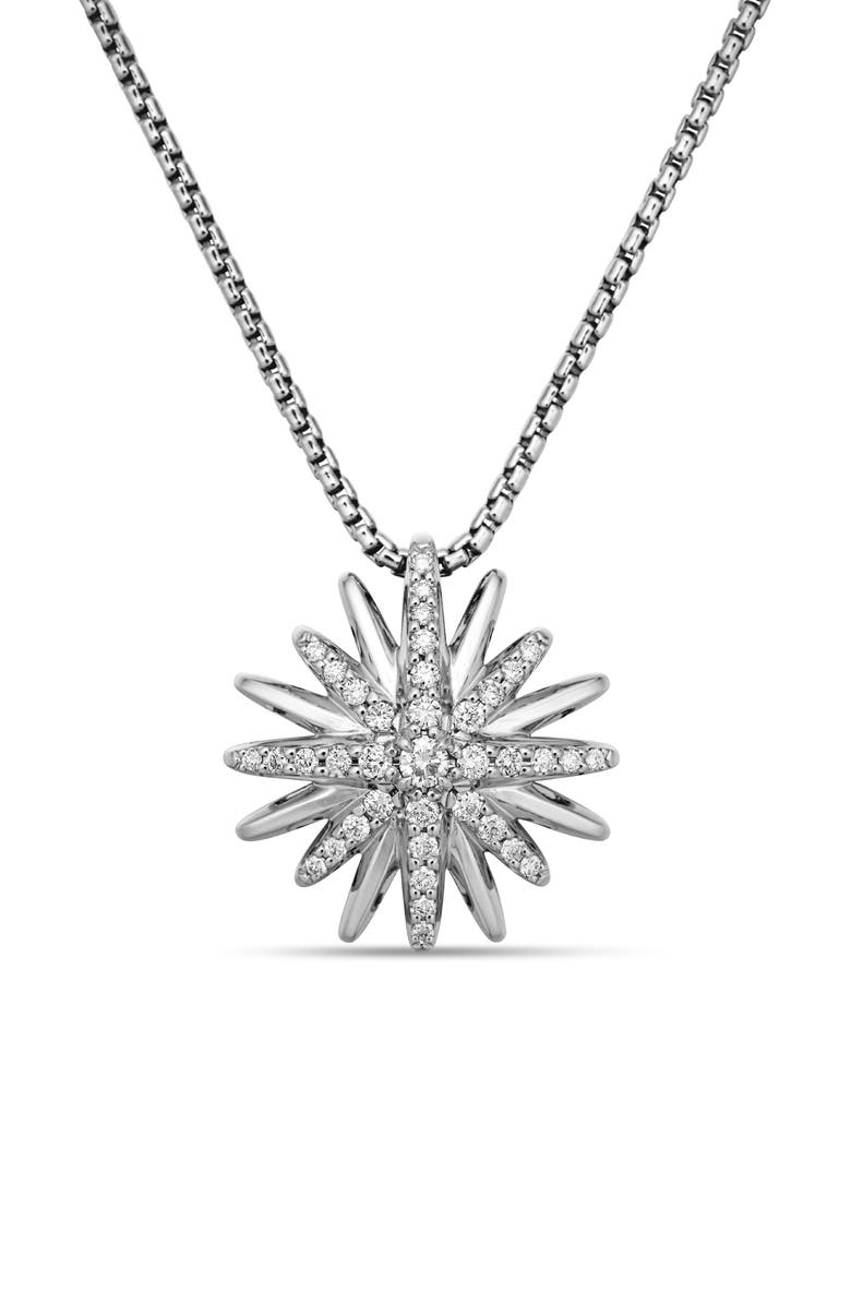 David Yurman Starburst Diamond Pendant Necklace, Main, color, Diamond/ Silver