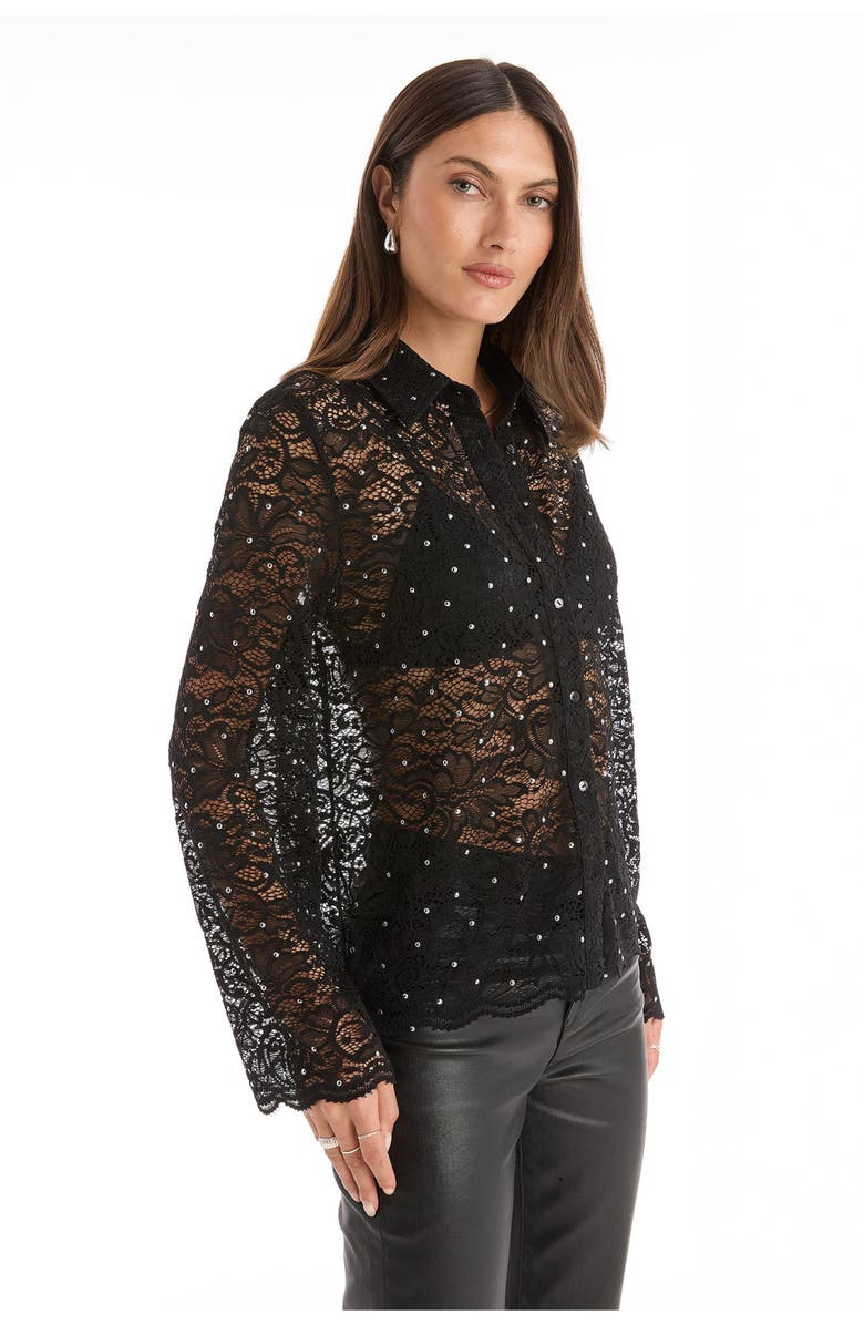 The Noli Shop Jena Lace Button Up Shirt, Alternate, color, Black