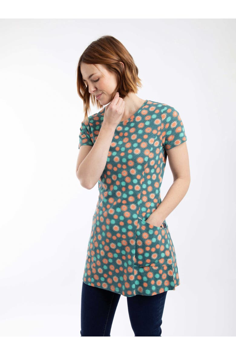 Sidra Printed Jersey Slub Tunic Top, Main, color, Viridis