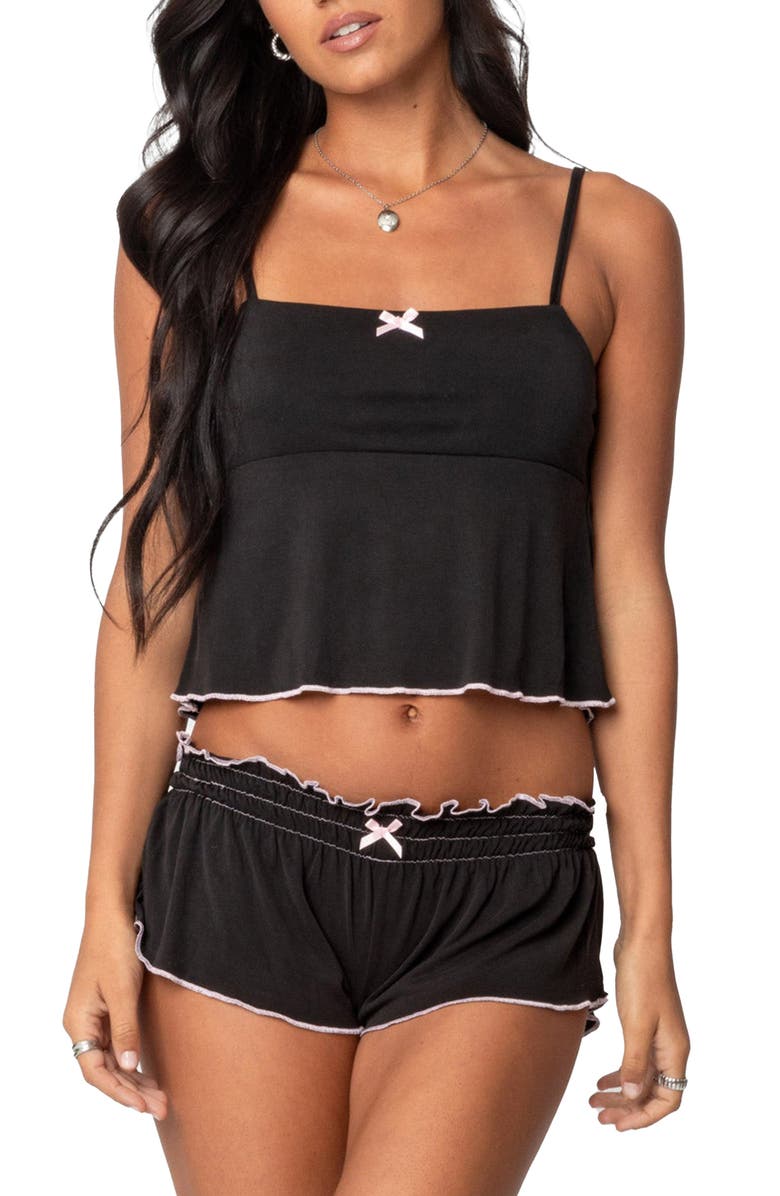 EDIKTED Alice Peplum Camisole, Main, color, Black