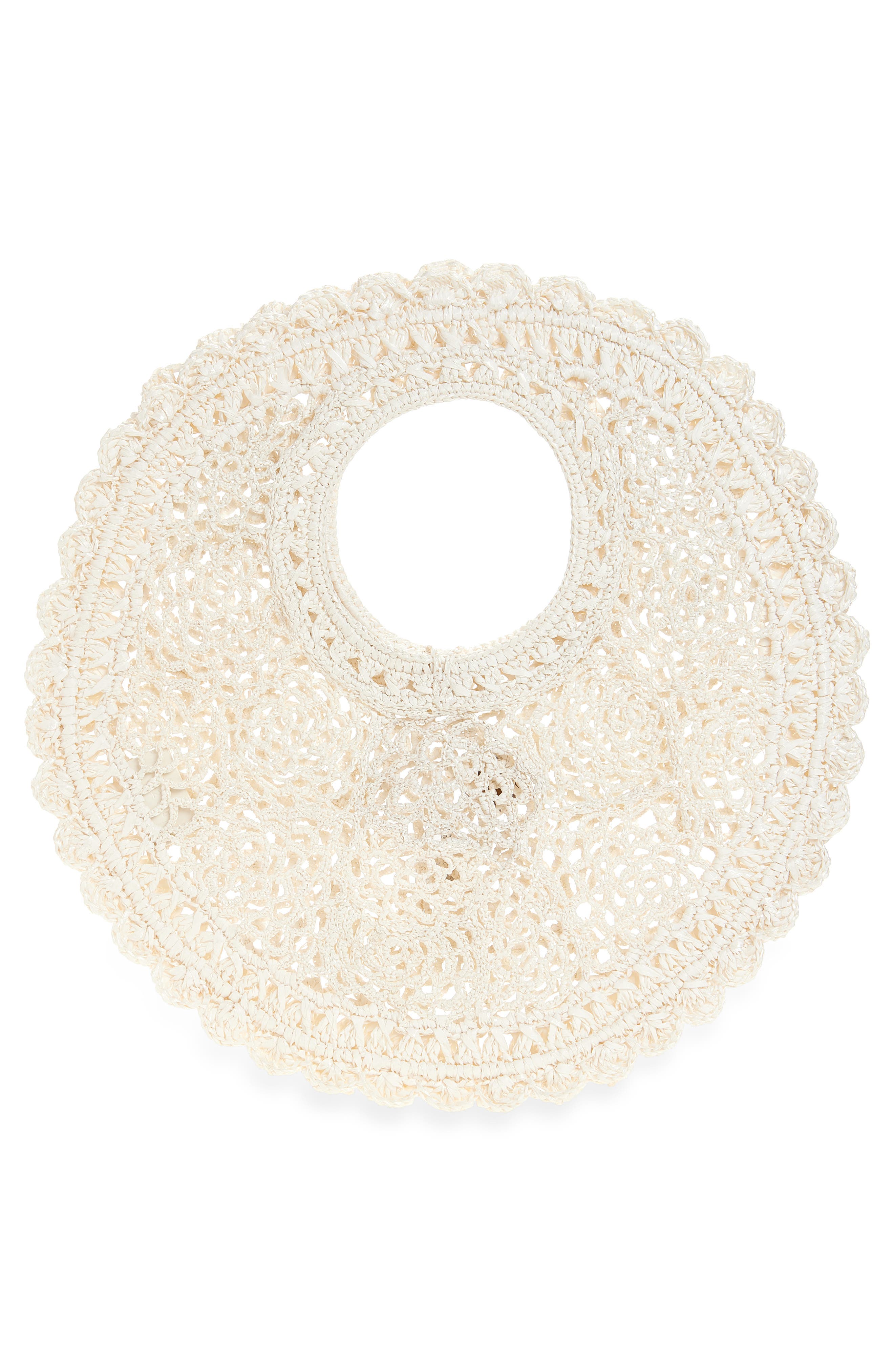 Jacquemus Small Spiaggia Round Crochet Bag, Alternate, color, White 100