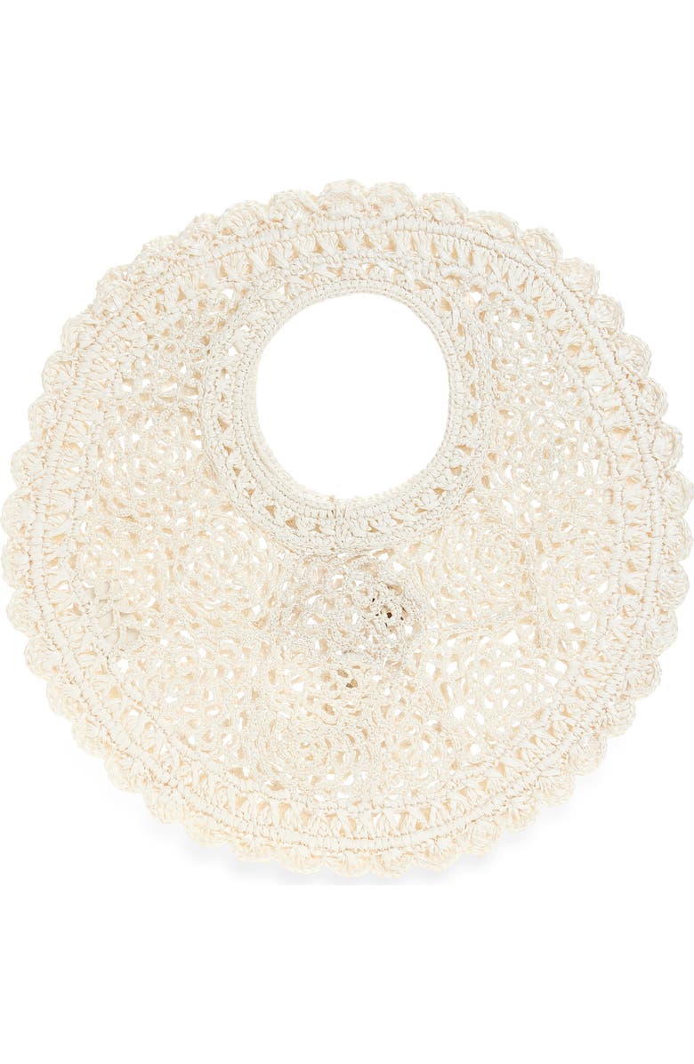 Jacquemus Small Spiaggia Round Crochet Bag, Alternate, color, White 100