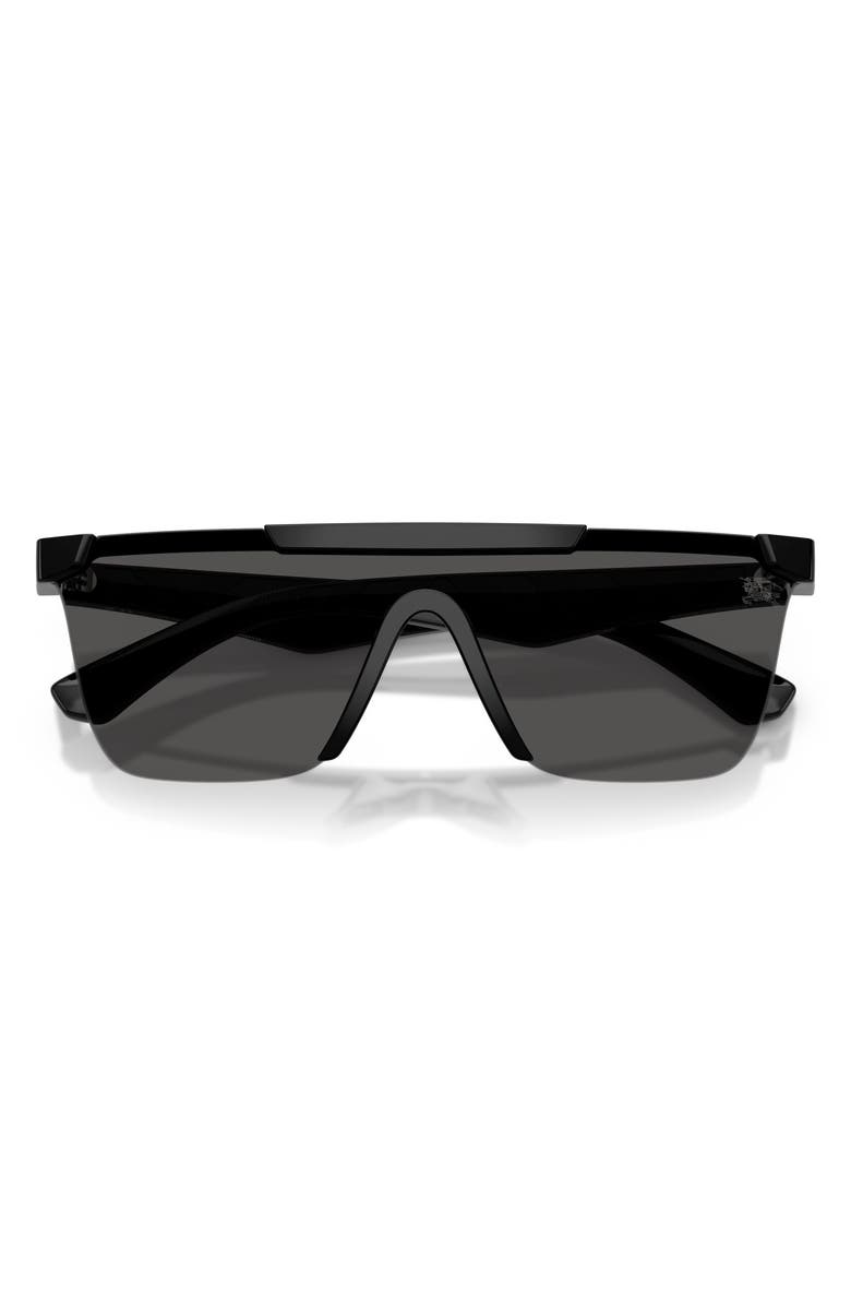 Burberry 141mm Rectangular Shield Sunglasses, Alternate, color, Black / Dark Grey