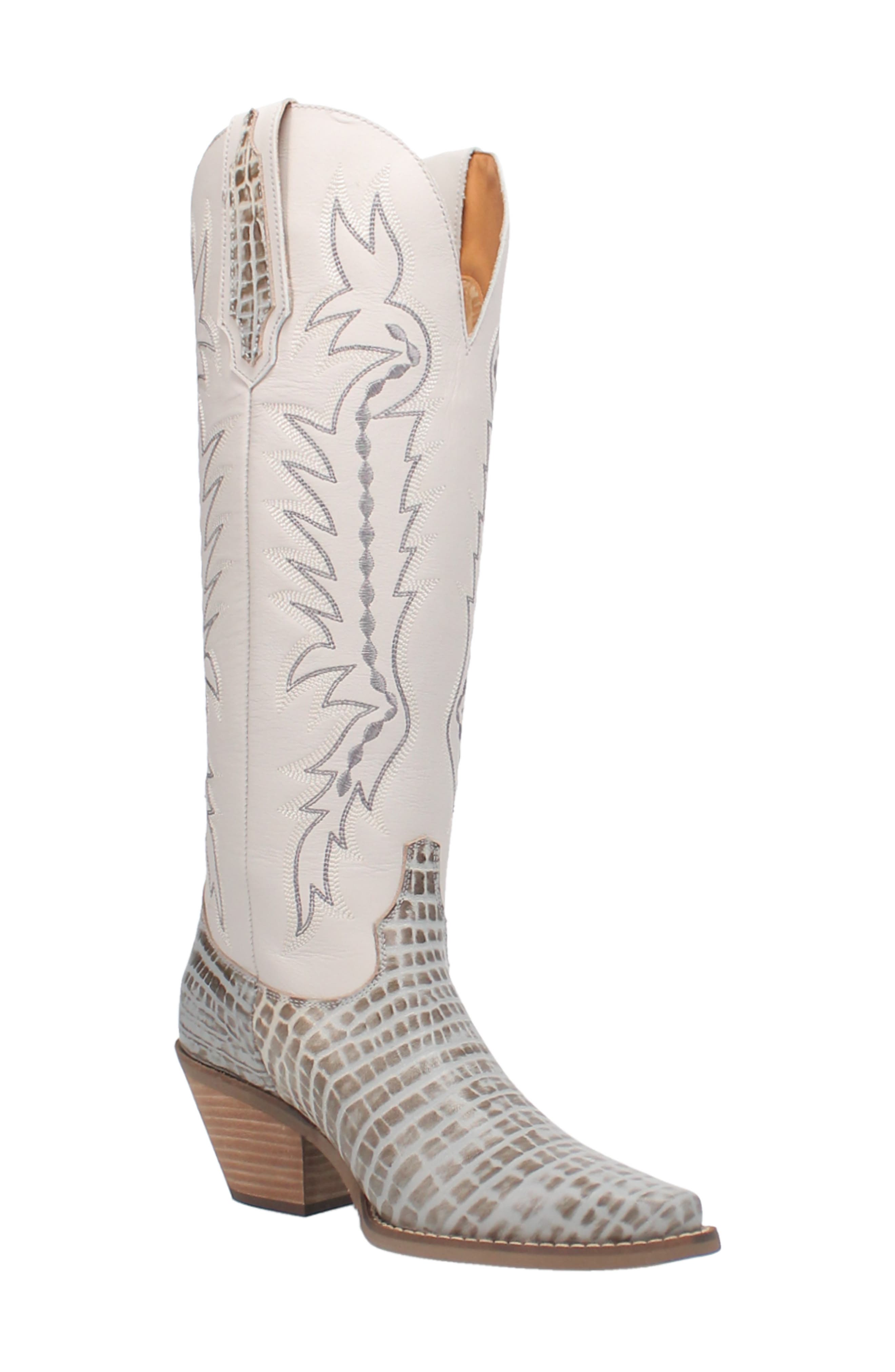 Dingo High Lonesome Croc Embossed Cowboy Boot, Main, color, 