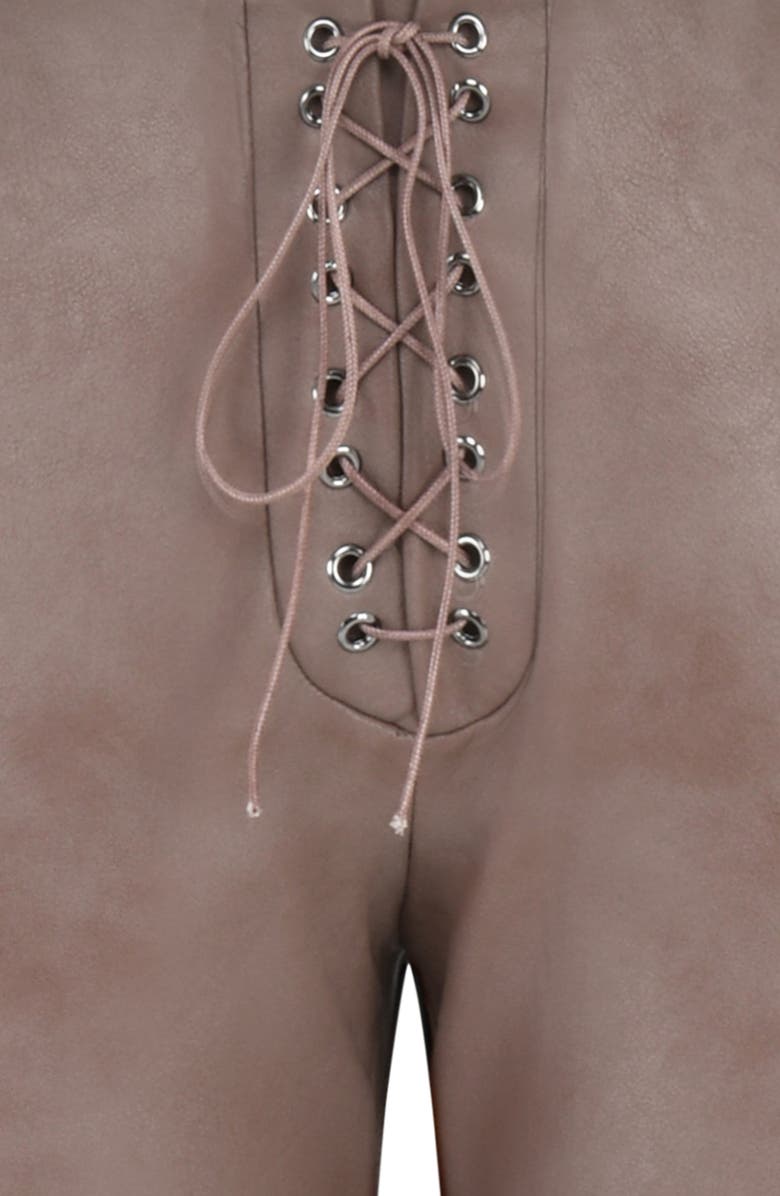 HOUSE OF CB Drew Lace-Up Faux Leather Trousers, Alternate, color, 