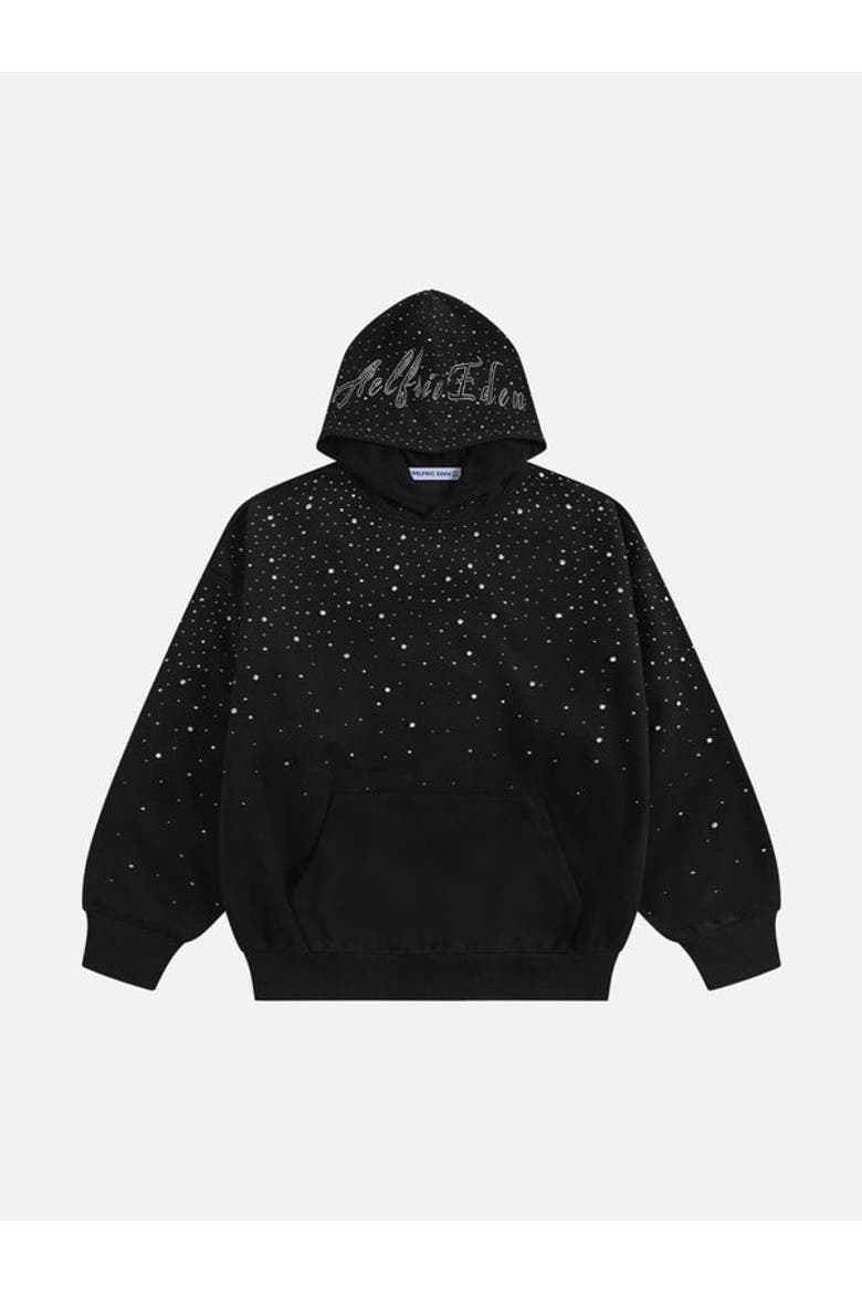 Rhinestone Pullover Hoodie, Alternate, color, Black