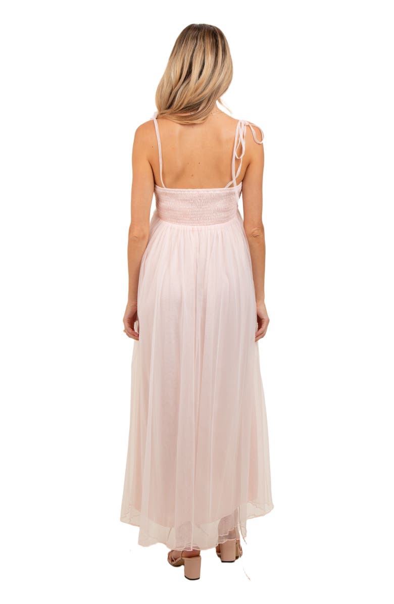 PinkBlush Square Neck Shoulder Tie Tulle Maxi Dress, Alternate, color,