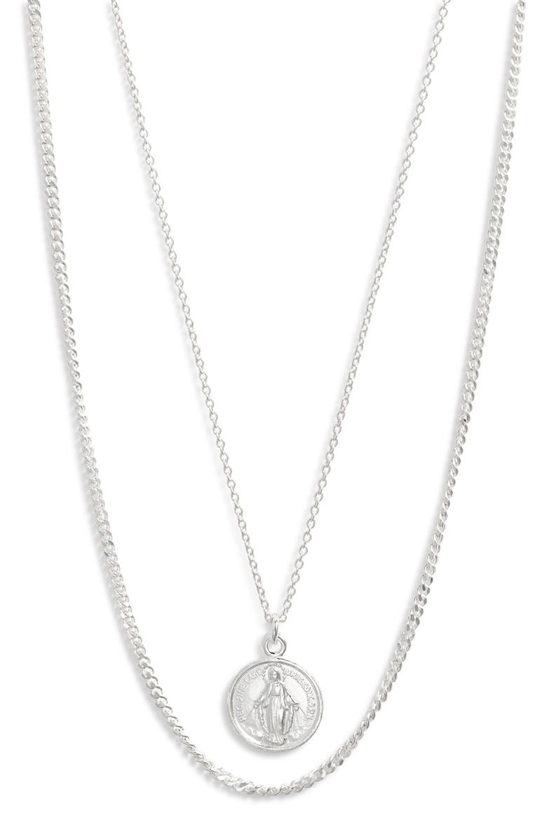 Argento Vivo Sterling Silver Virgin Mary Layered Pendant Necklace, Main, color, Silver