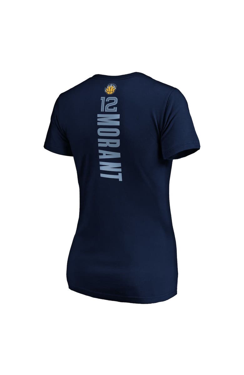 FANATICS Women's Fanatics Branded Ja Morant Navy Memphis Grizzlies Playmaker Logo Name & Number V-Neck T-Shirt, Alternate, color, 
