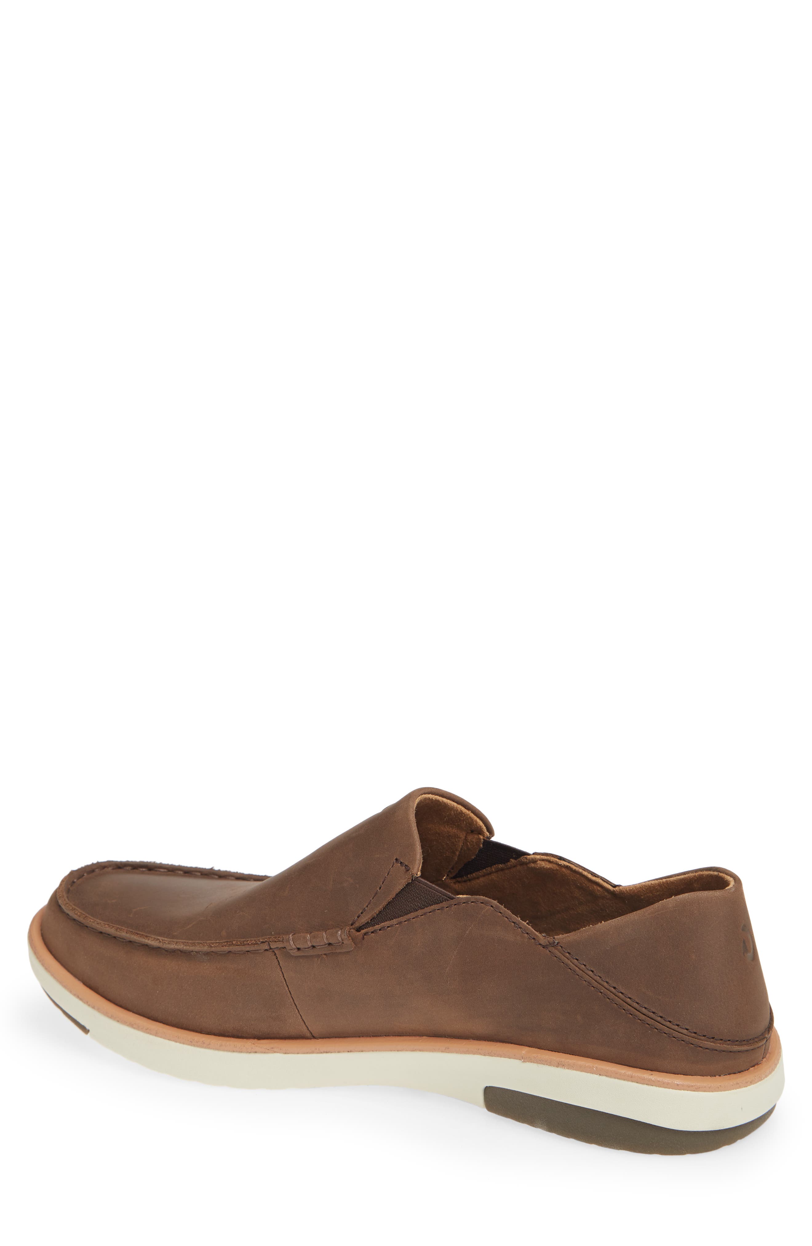 OluKai Kalia Slip-On, Alternate, color, Dk Wood/ Dark Wood Leather