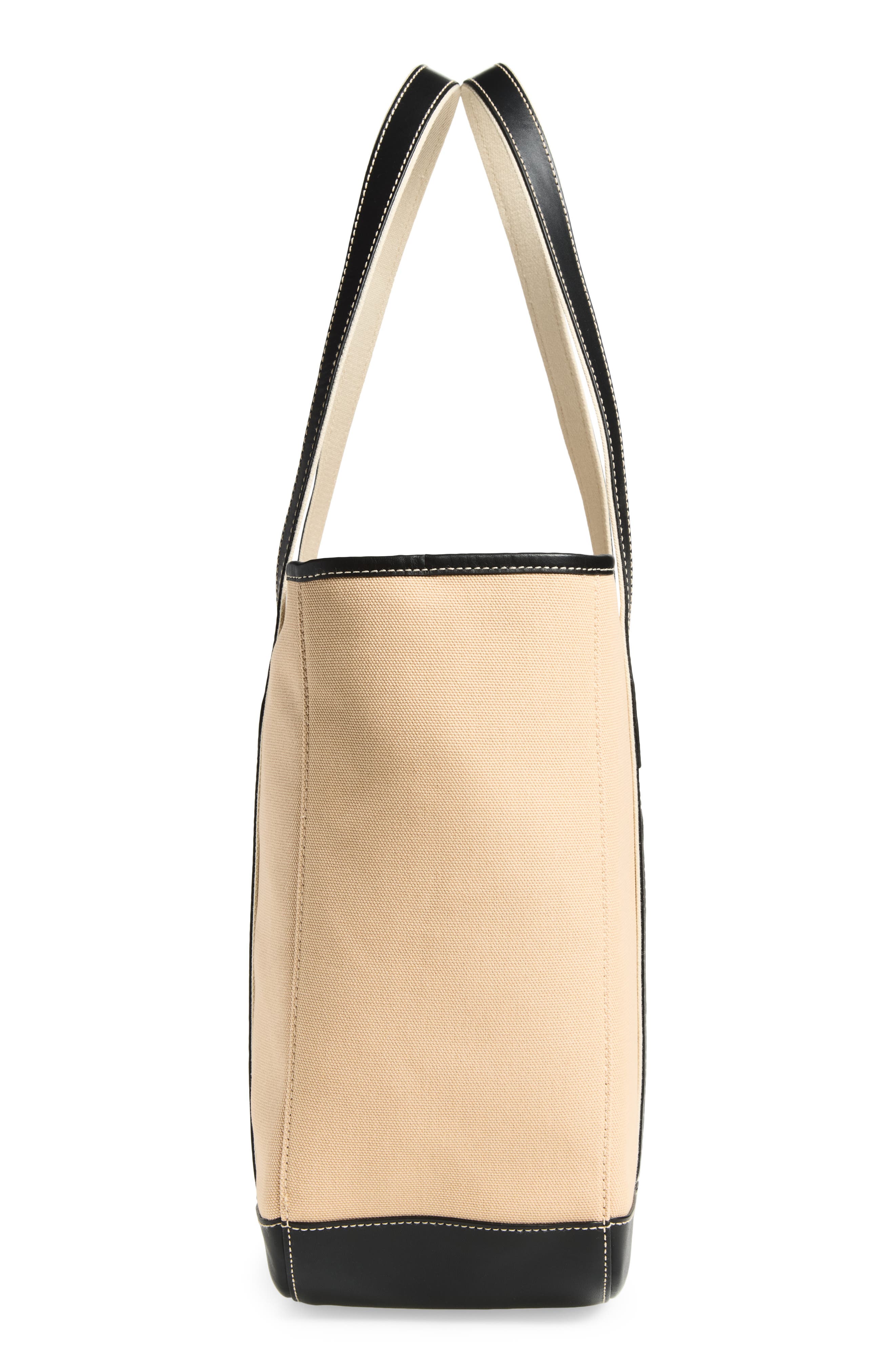 Medium Canvas & Leather Tote, Alternate, color, PORCELAIN/ BLACK
