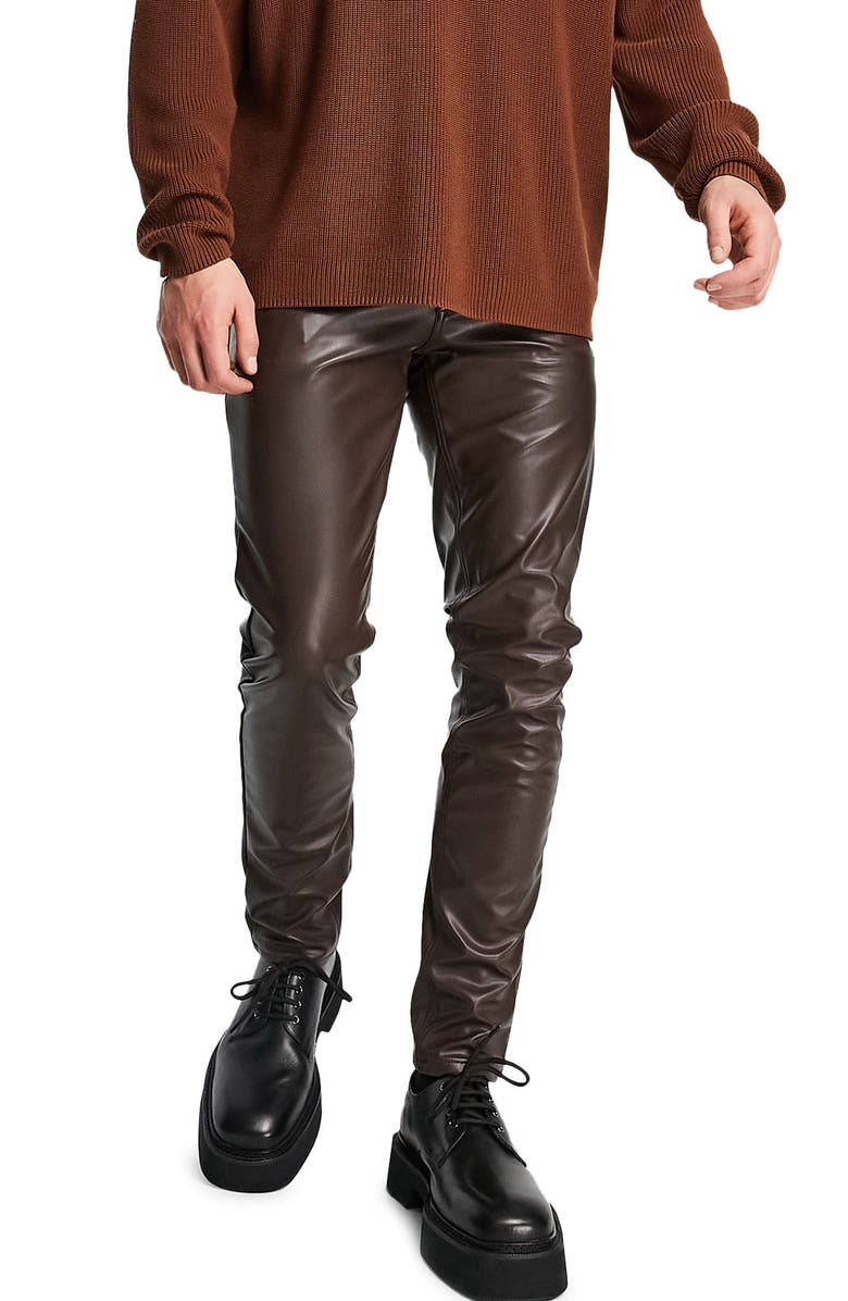 ASOS DESIGN Faux Leather Pants, Main, color, 