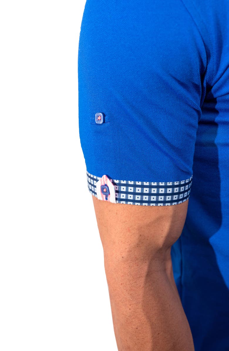 Maceoo Mozartsolidstripe Blue Button-Down Piqué Polo, Alternate, color, Blue