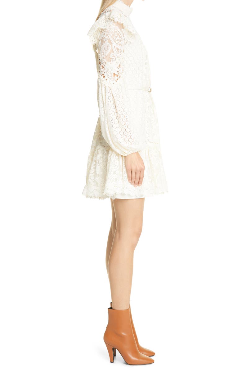Zimmermann Concert Long Sleeve Textured Lace Minidress, Alternate, color, 