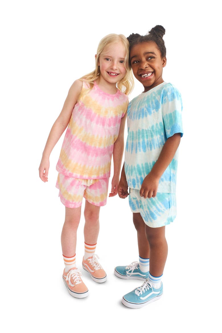 Kids Pocket Tank In Tie Dye, Alternate, color, Warm Sunburst Tie Dye