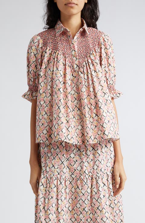 Milvia Smocked Crepe Shirt