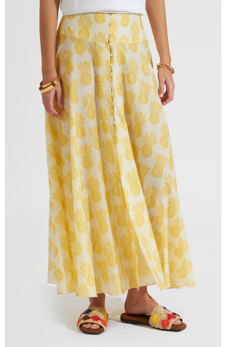 La DoubleJ Ariel Skirt Pineapple Sunflower White, Main, color, Pineapple Sunflower White