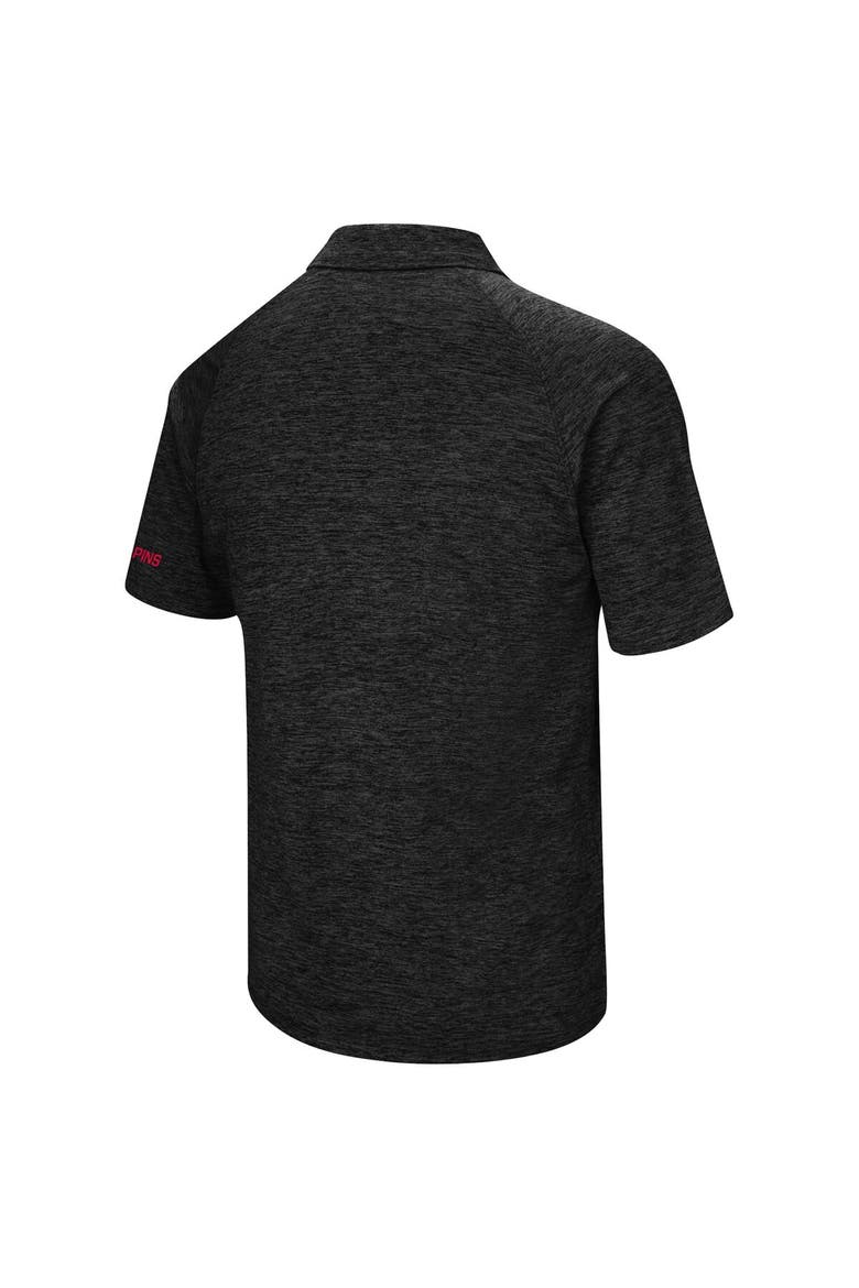 Men's Colosseum Black Maryland Terrapins Down Swing Polo, Alternate, color, Heather Black