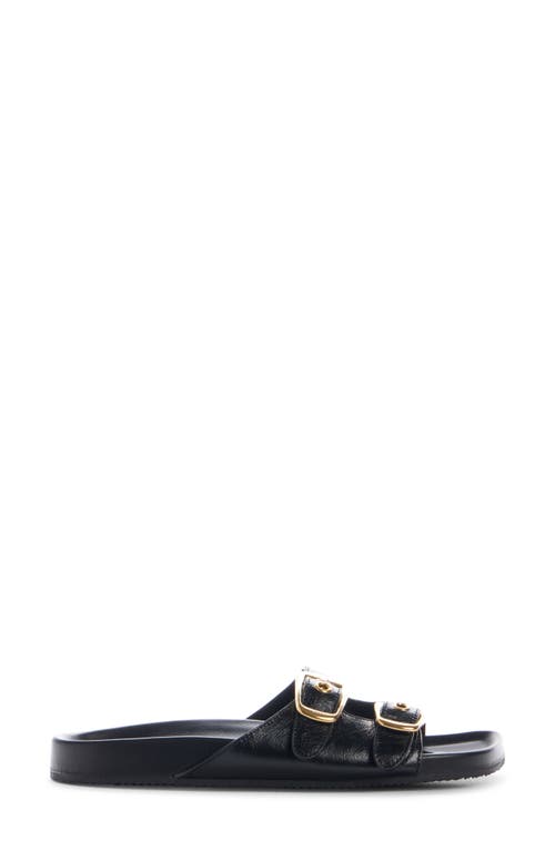 Chloé Polly Leather Double-buckle Slide Sandals In Black