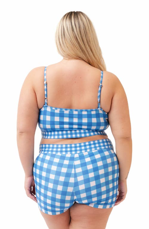 Shop Lime Ricki Swimwear Boy Short In Blue Gingham