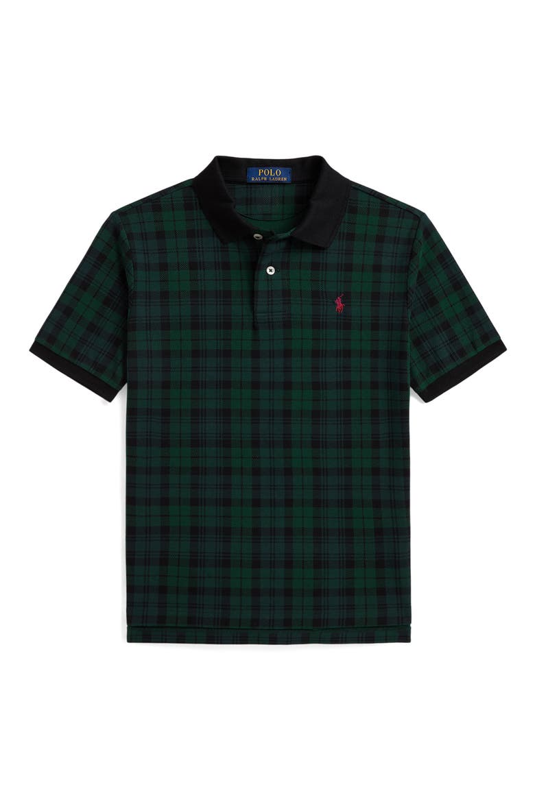 Kids' Plaid Cotton Mesh Polo, Main, color, BLACKWATCH TARTAN