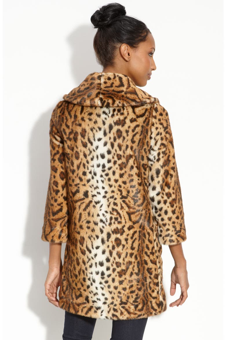 Leopard Print Faux Fur Coat, Alternate, color, LEOPARD
