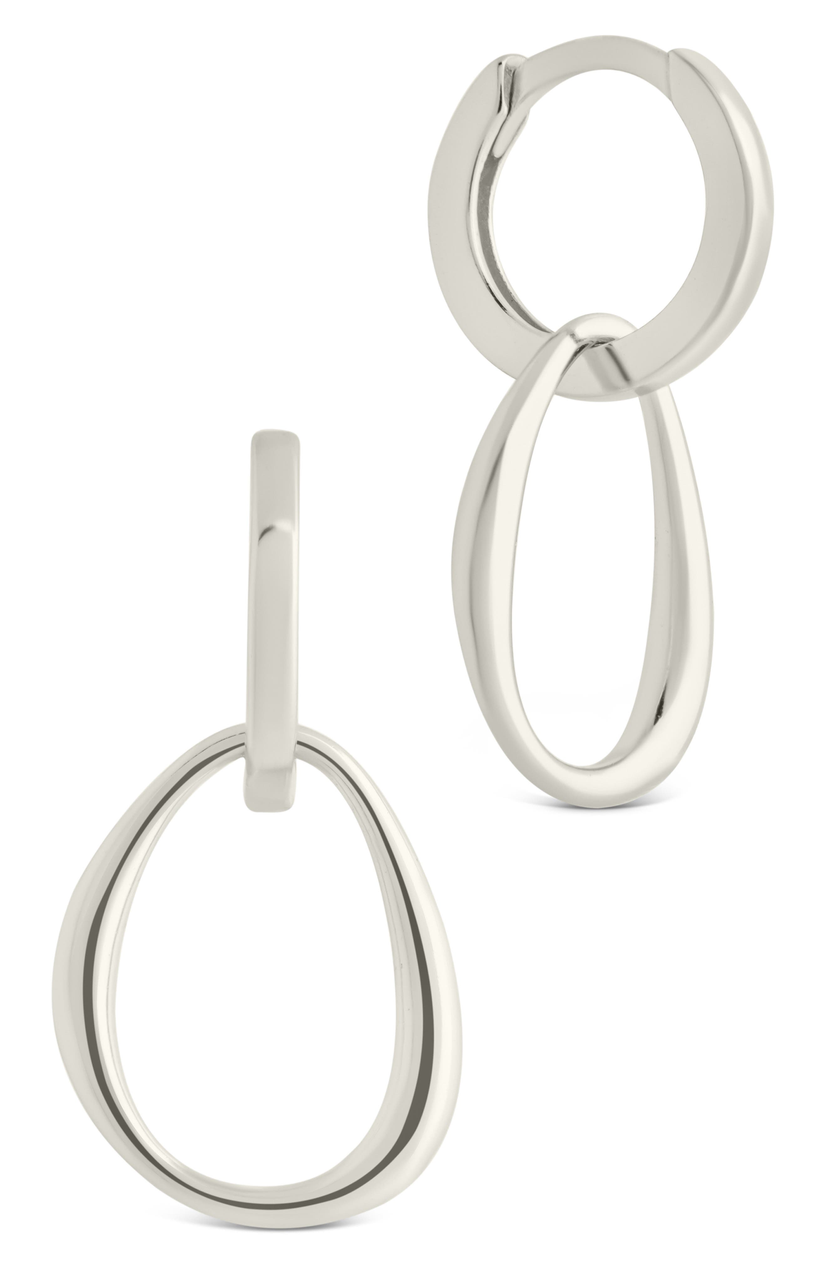 Sterling Forever Dorothy Simple Polished Interlock Drop Earrings