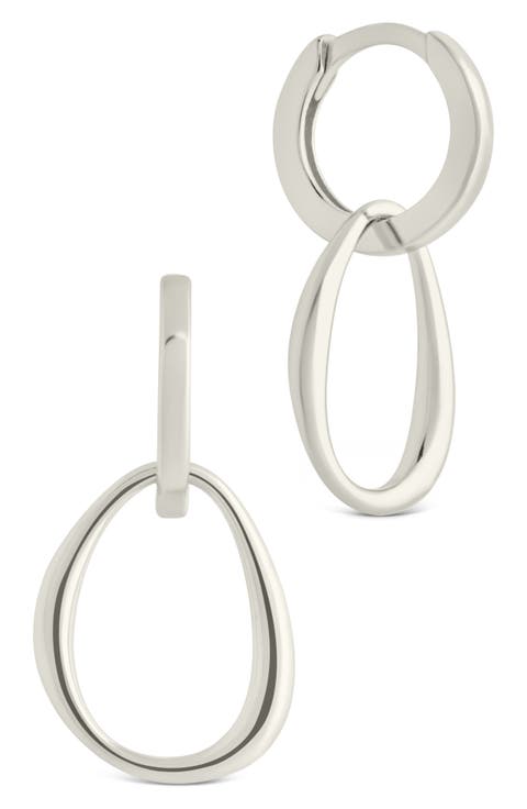 Dorothy Simple Polished Interlock Drop Earrings