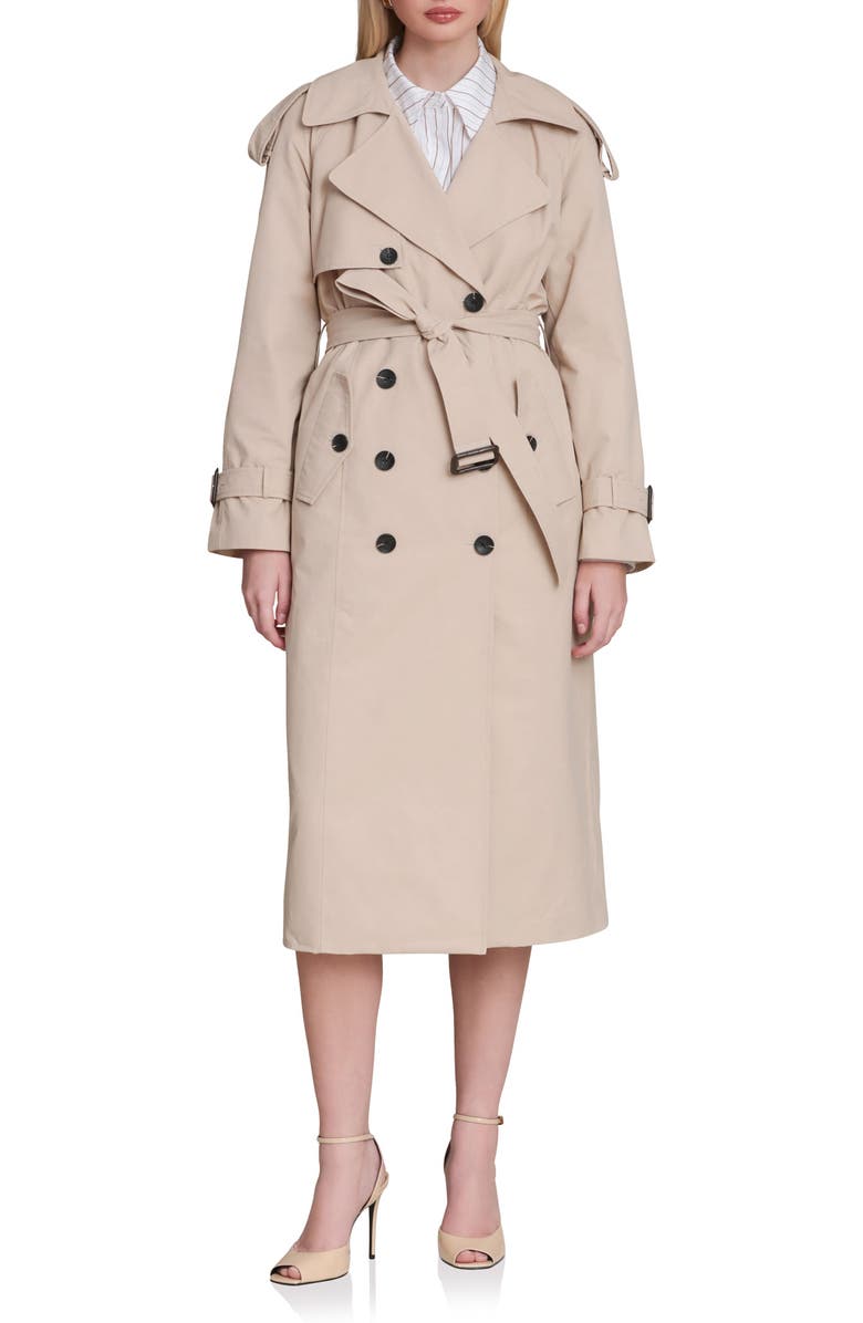 Avec Les Filles Belted Long Trench Coat, Main, color, Wheat