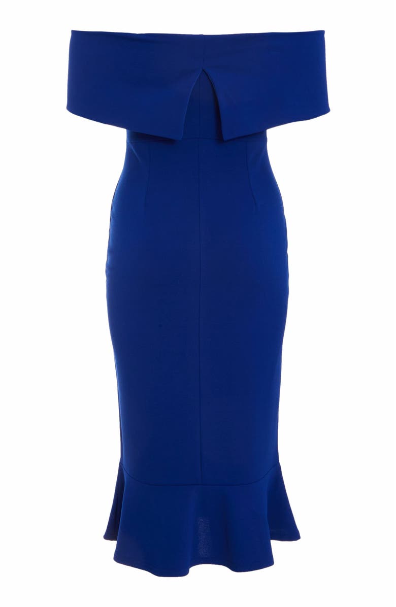 QUIZ Bardot Midi Dress With Frilled Hem, Alternate, color, 