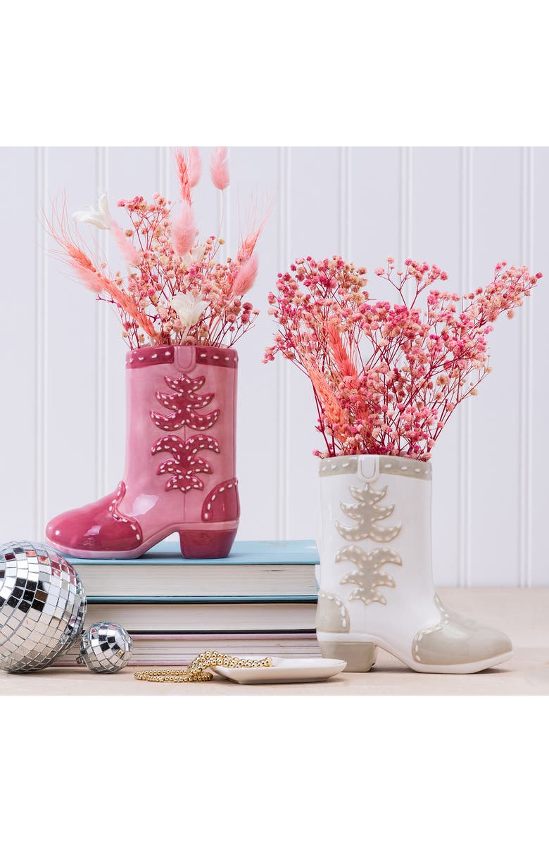Totalee Gift Pink Boot Vase Ceramic Pink, Alternate, color, Pink