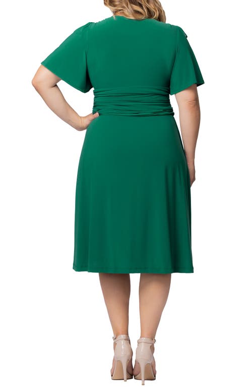 Kiyonna Jemma Ruched Tie Dress In Clover Green