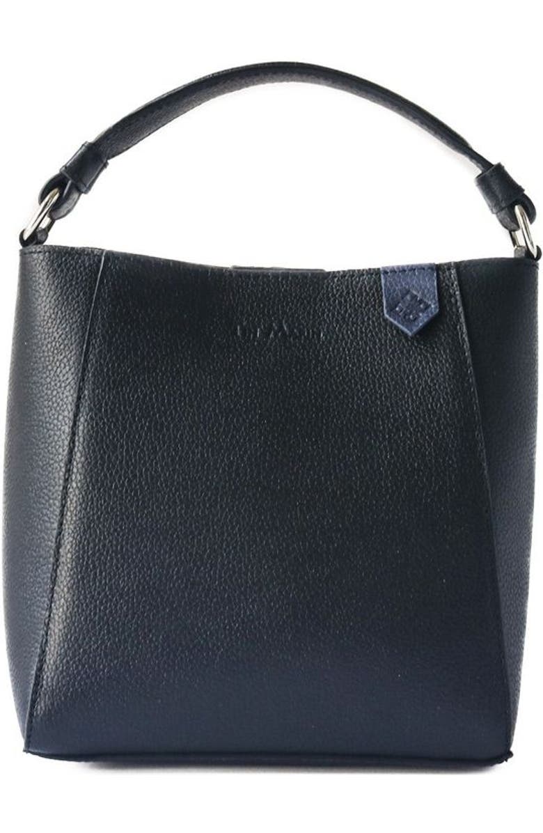 Tin Marin Yaya Leather Bucket Bag, Main, color, Black