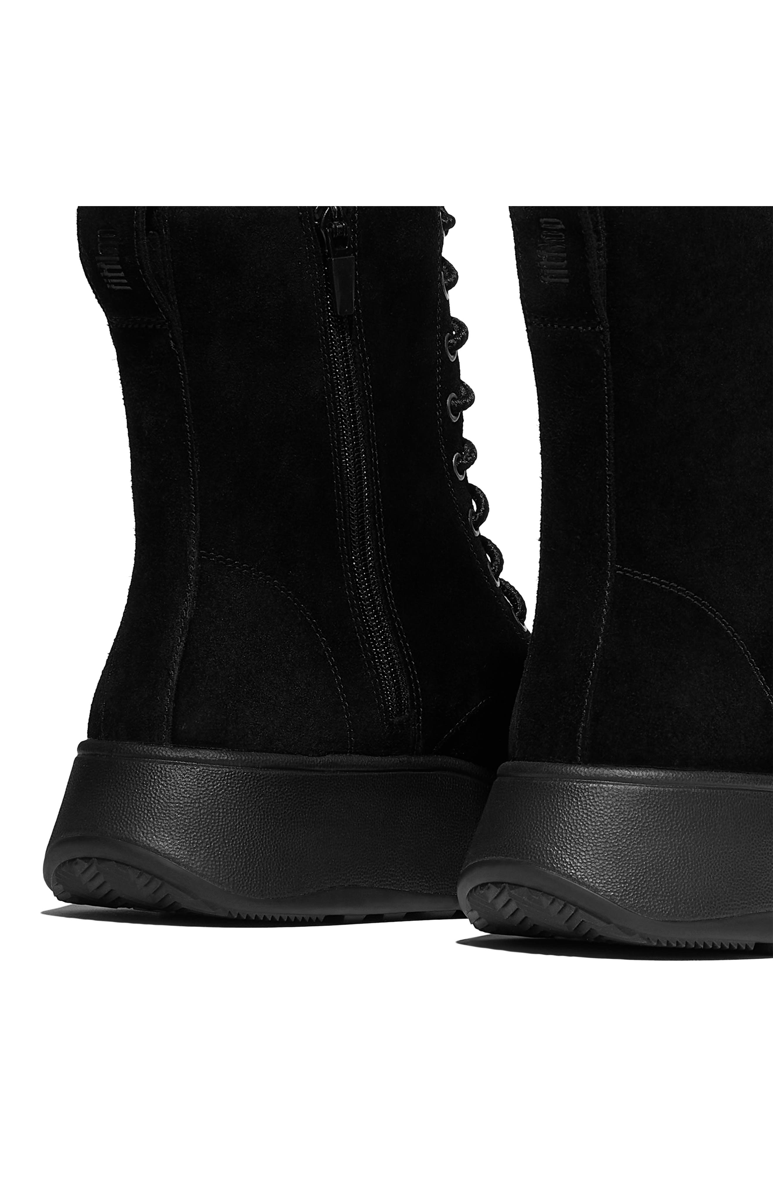 F-Mode Suede Flatform Boot, Alternate, color, ALL BLACK