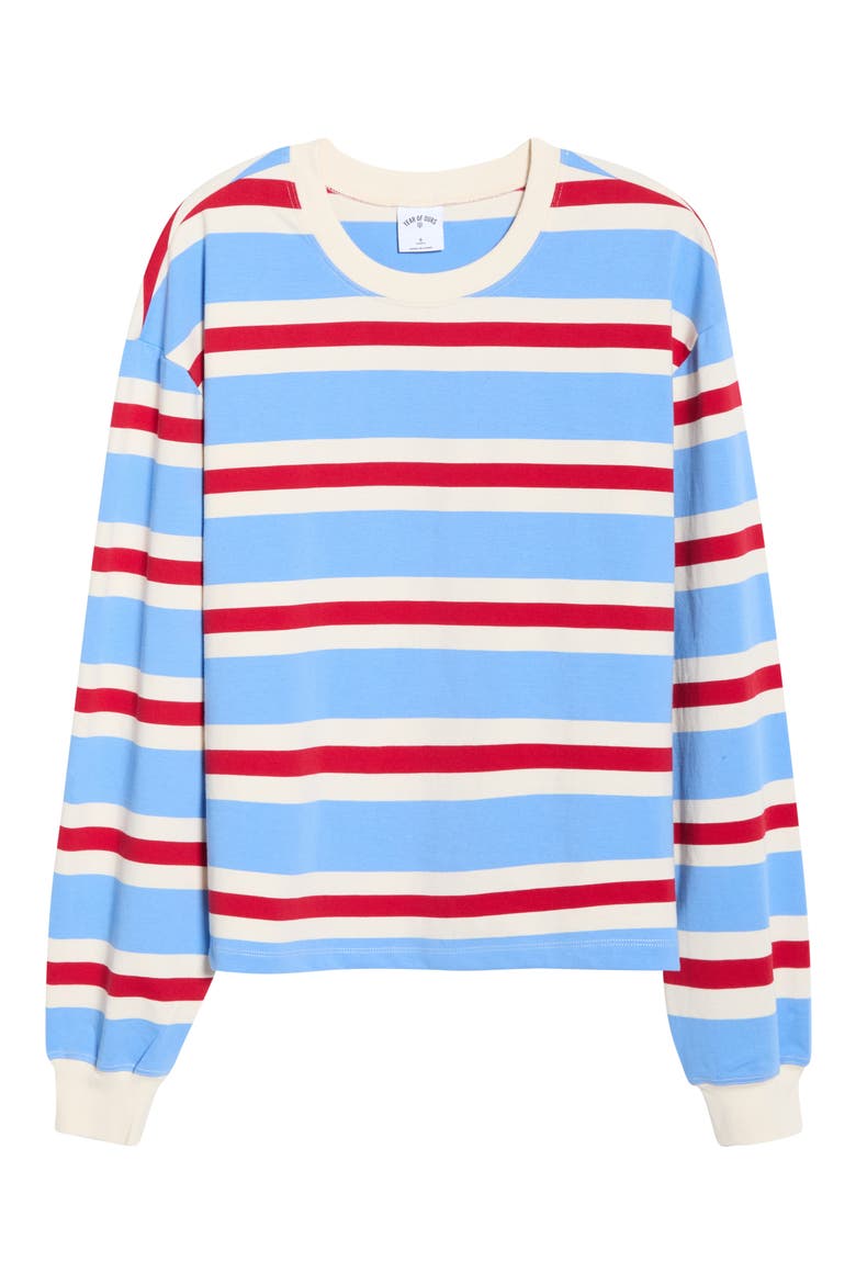 Long Sleeve Jersey Stripe Tee, Alternate, color, BLUEREDWHITE