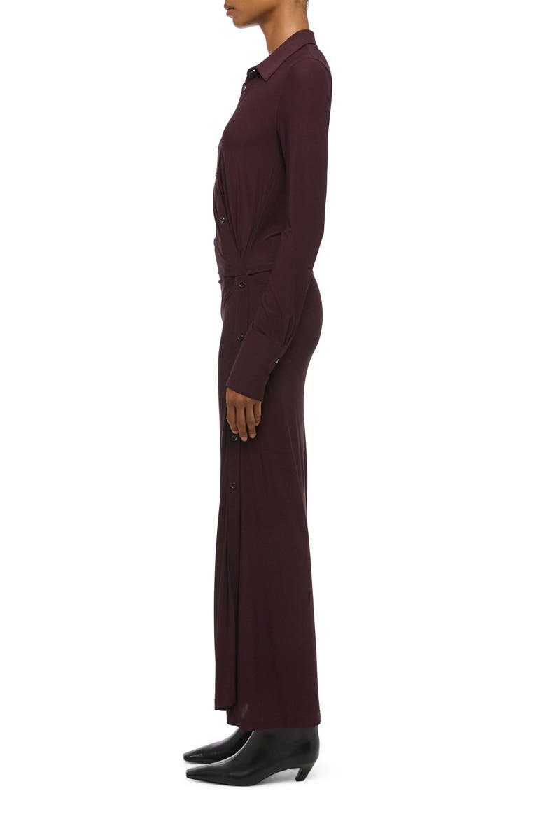 Asymmetric Long Sleeve Dress, Alternate, color, MAHOGANY