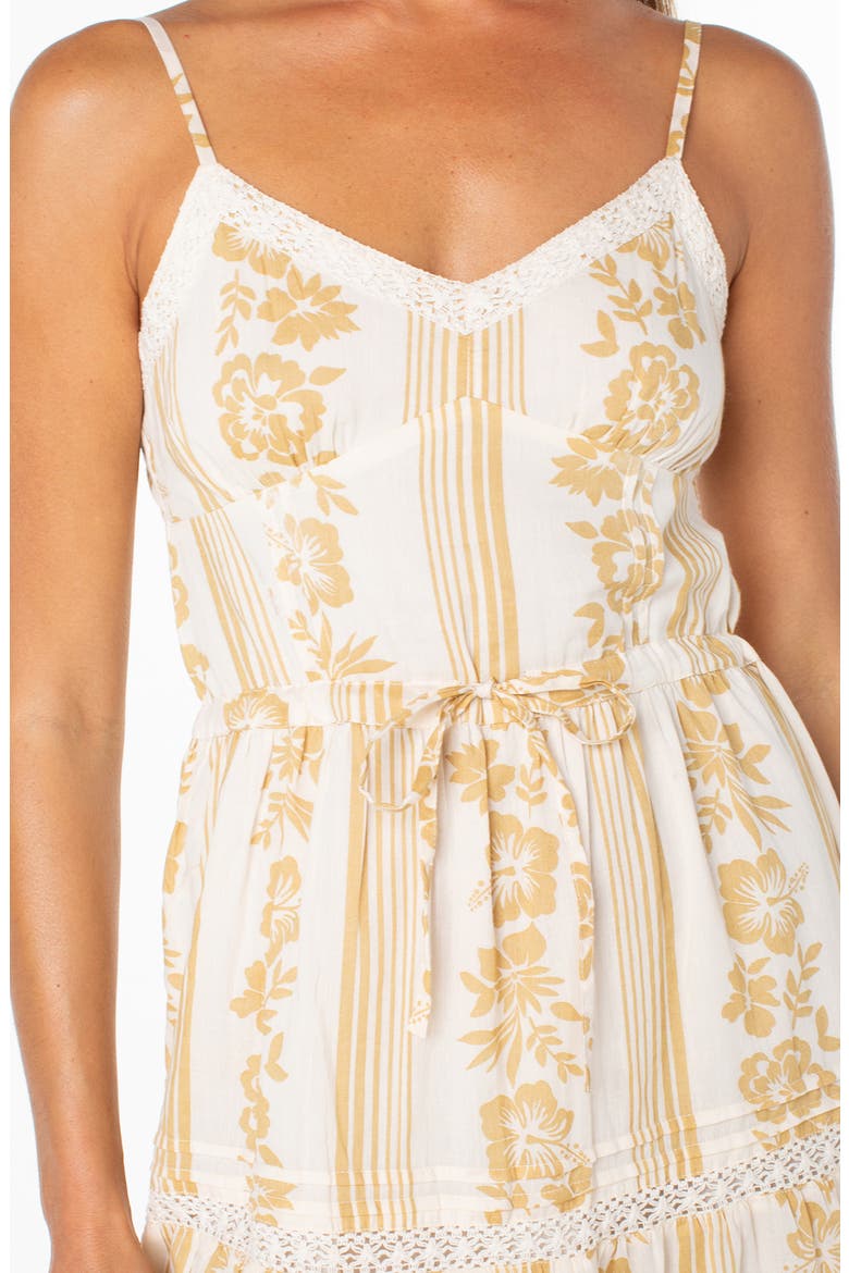 Azalea Floral Tiered Cotton Midi Dress, Alternate, color, CURRY