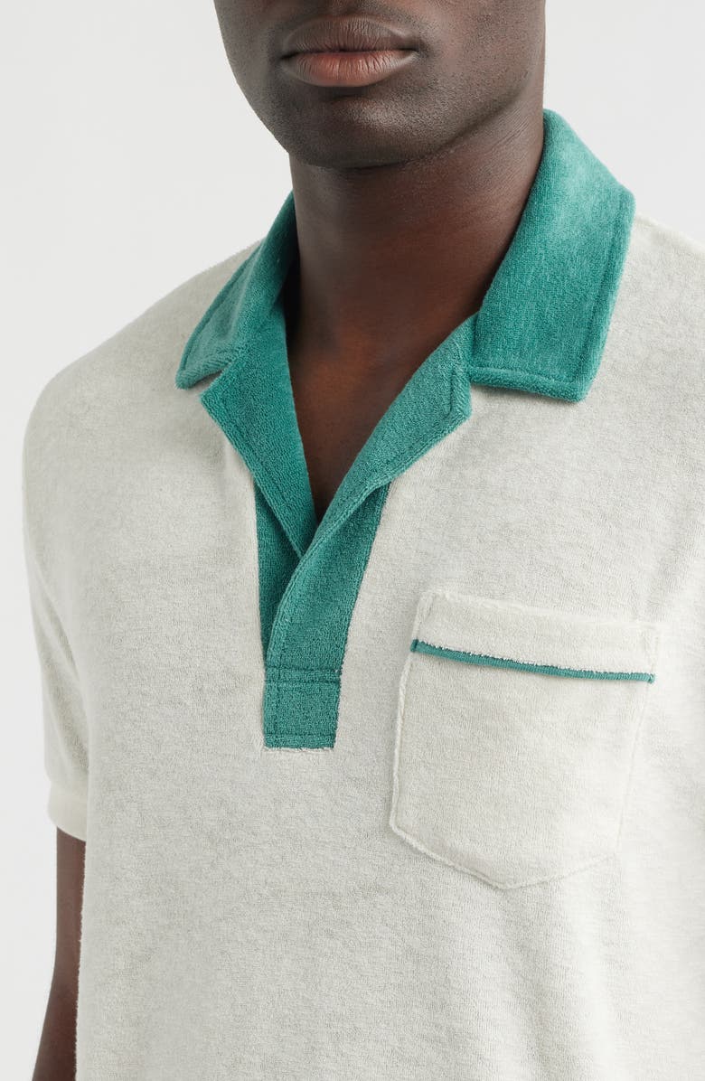 Marine Layer Emilio Vintage Terry Polo, Alternate, color, White/ Green