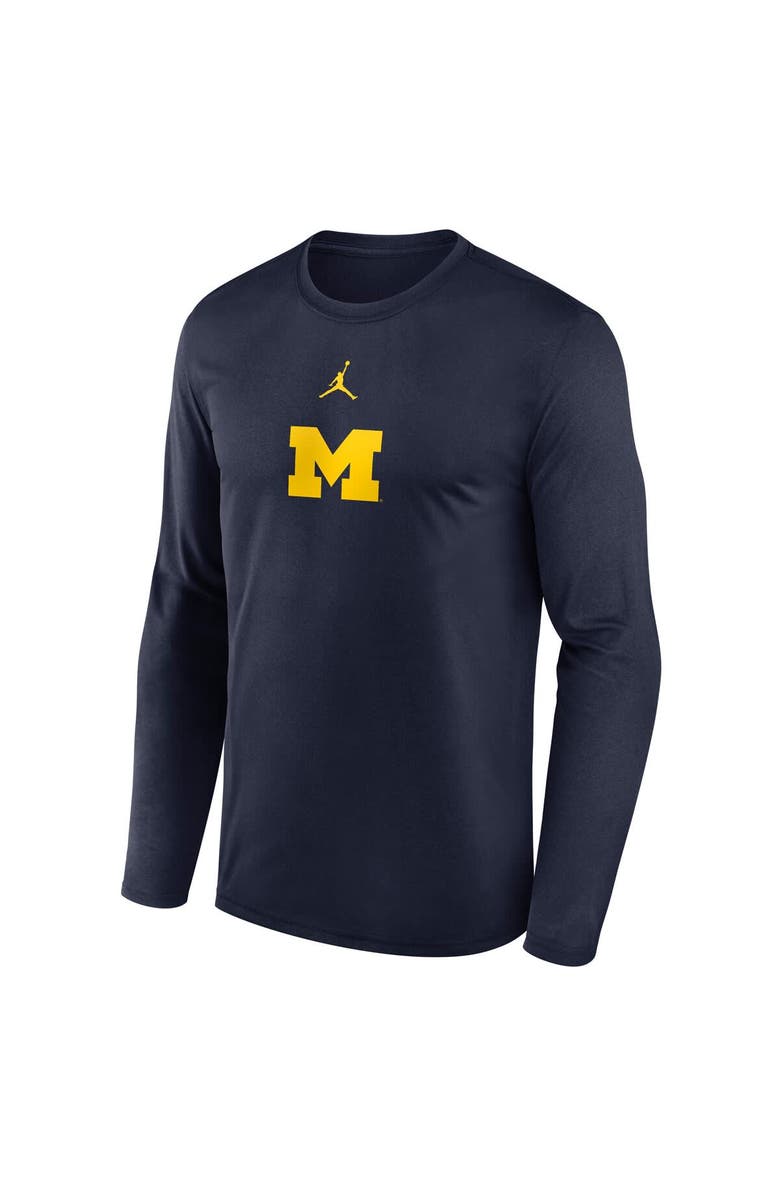 Jordan Brand Men's Jordan Brand Navy Michigan Wolverines On-Court Basketball Shootaround Performance Long Sleeve T-Shirt, Alternate, color, Navy