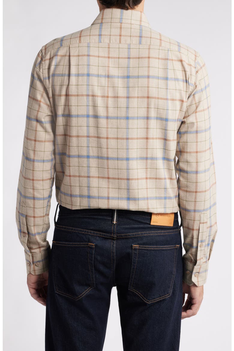 Mélange Exploded Tattersall Flannel Button-Up Shirt, Alternate, color, KHAKI HEATHER