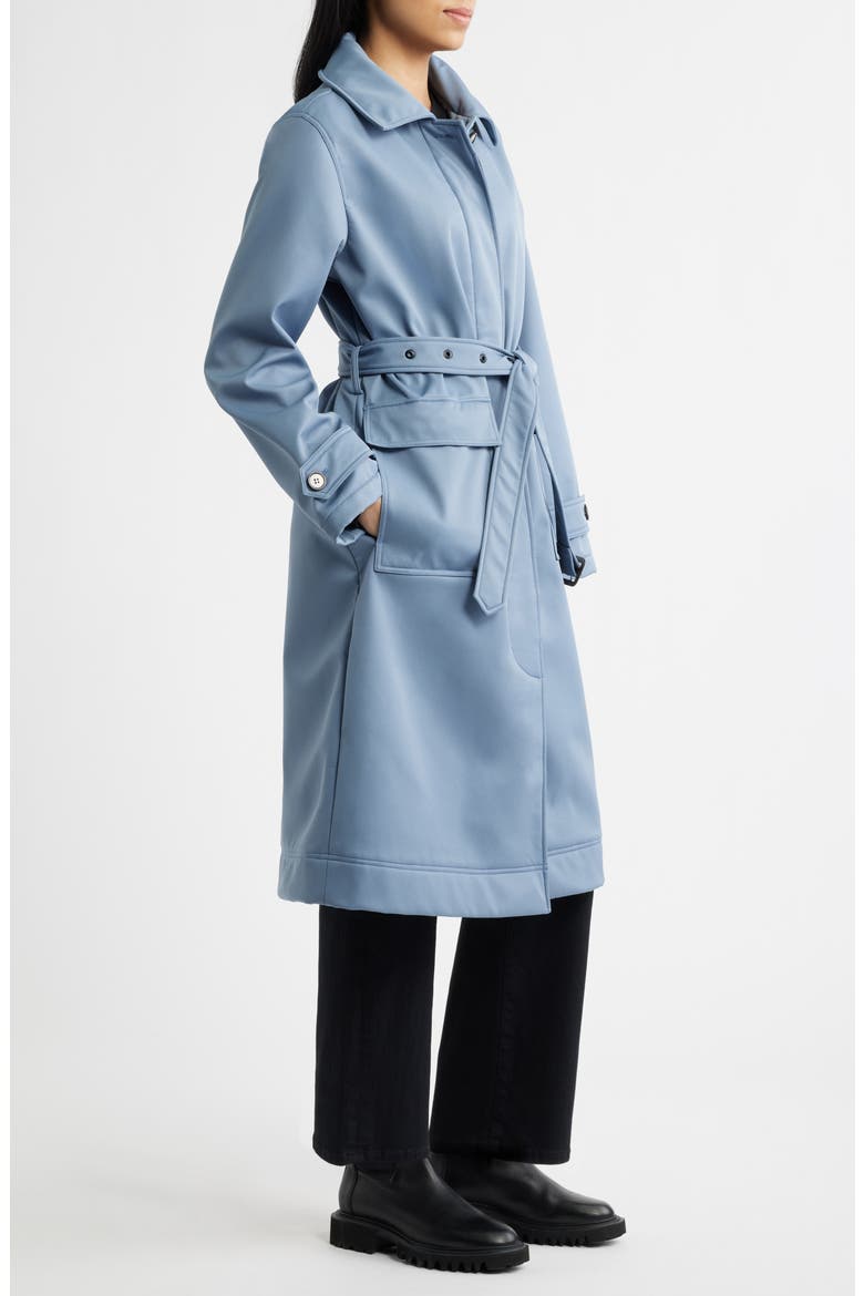 Belted Hooded Raincoat, Alternate, color, FLINT STONE