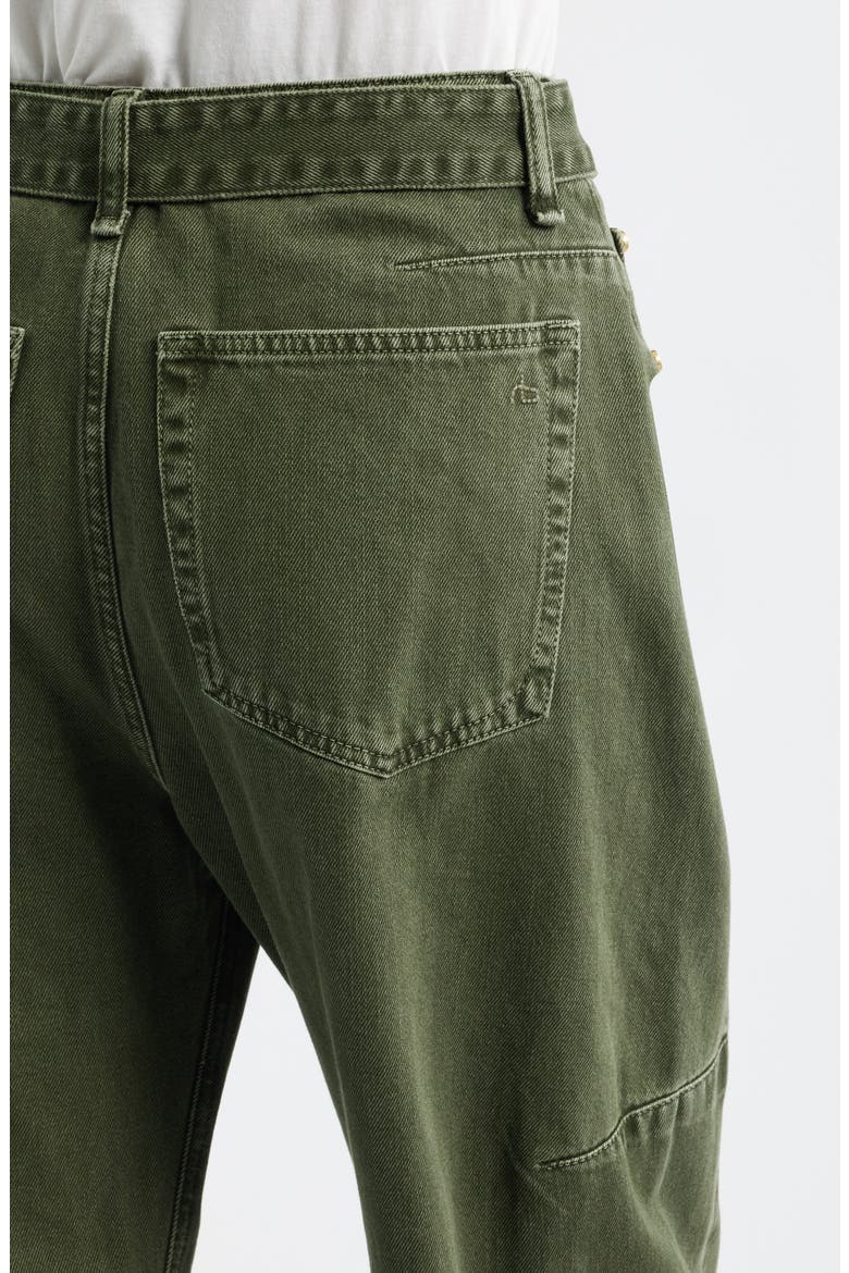 Charlie Belted Super High Waist Ankle Barrel Jeans, Alternate, color, DARK OLIVE STONE