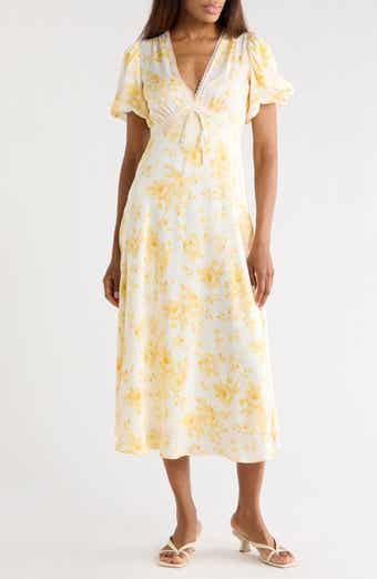 WAYF Puff Sleeve Midi Dress
