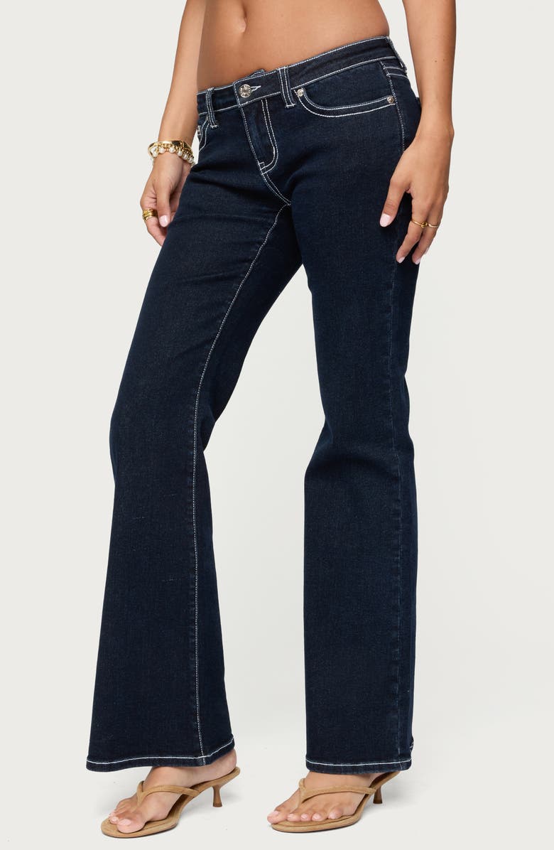 EDIKTED Louis Low Rise Flare Jeans, Alternate, color, Dark-Blue