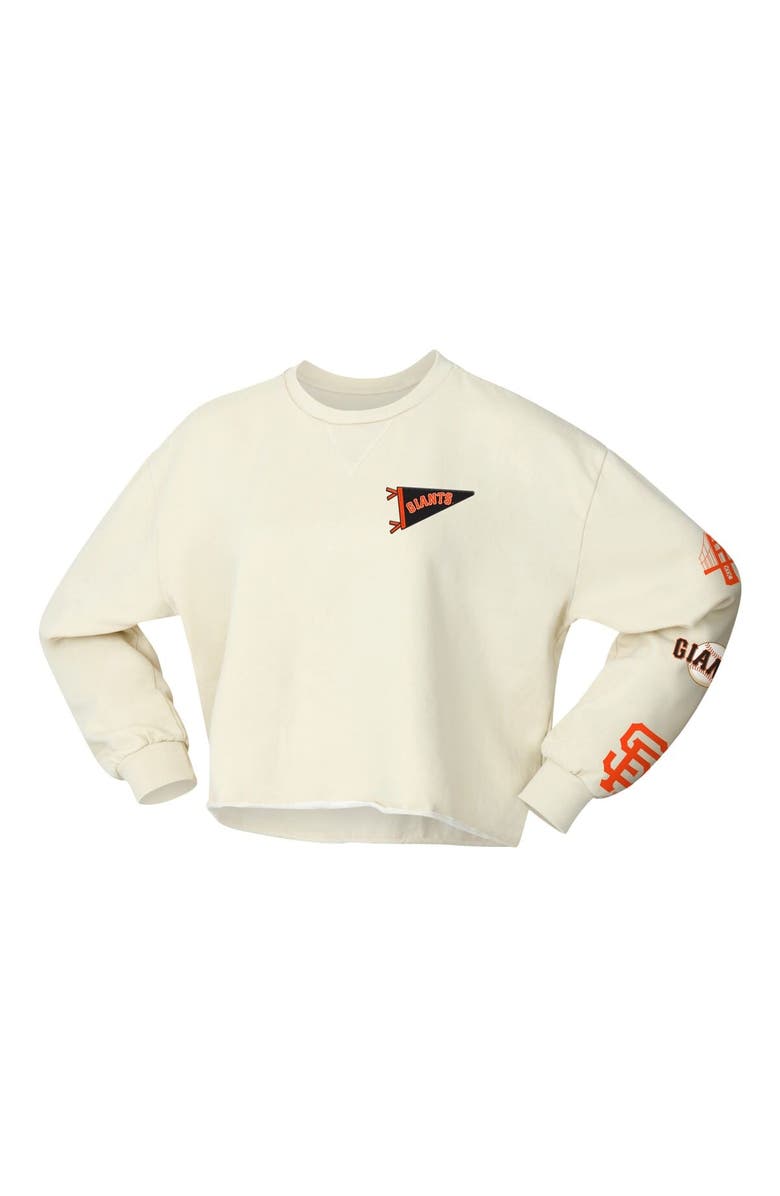 FANATICS Women's Fanatics Cream San Francisco Giants Team Pennant Slouchy Cropped Long Sleeve T-Shirt, Alternate, color, 