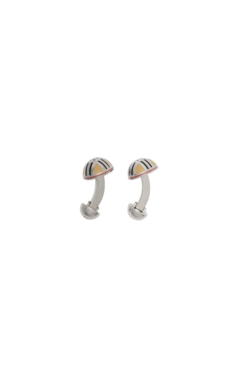 Burberry Enamel Check Cufflinks, Alternate, color, Silver